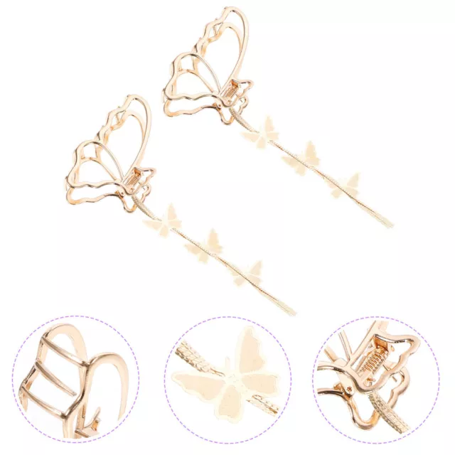 2Pcs Non-Metal Hair Claws with Tassels - Butterfly Hair Jaw Clamps