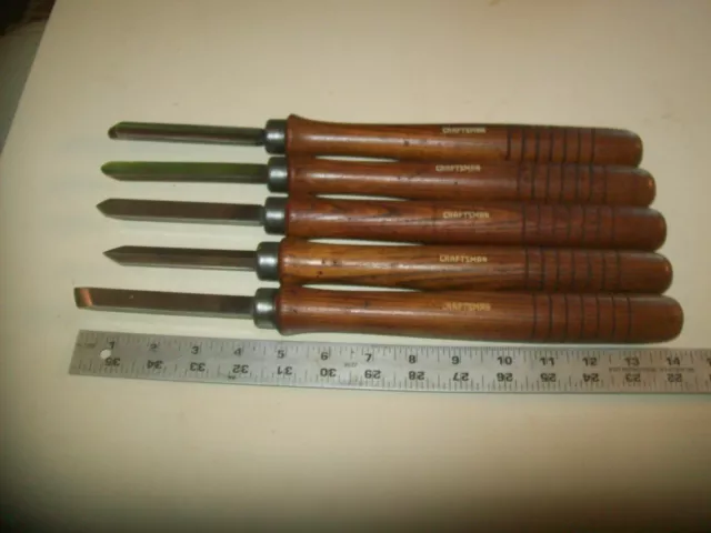 Set of 5  Sears Craftsman Professional Wood Turning Chisels About 14" Long USA