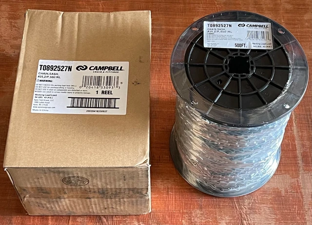 Campbell  #25 Steel Sash Chain Zinc Plated 500FT Per Reel T0892527N