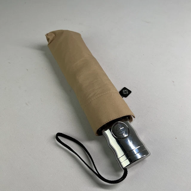 Tan Samsonite Manual Round Umbrella Compact Folding Rain Umbrella