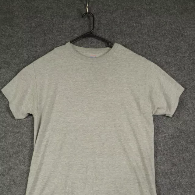 Hanes Shirt Mens Large Grey Short Sleeve Crew Neck Pullover Beefy T Shirt