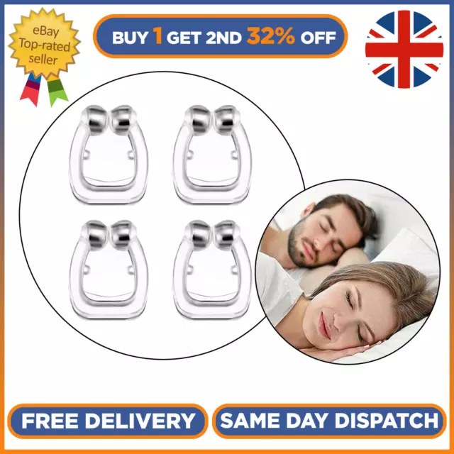 4x Anti Snoring Nasal Snore Stopper Silicone Magnetic Sleep Aid Nose Clip Device