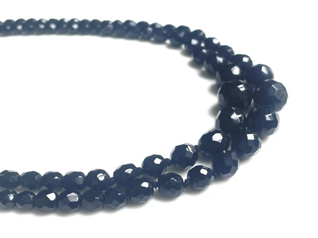 Collier Perles De Jais Noir – Longueur 62 Cm – Vintage Et élégant
