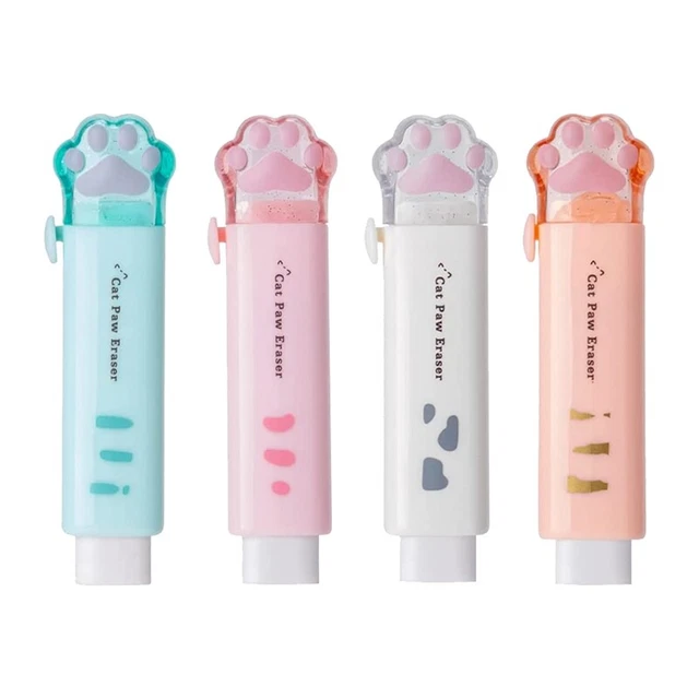 4 PIEZAS Kawaii -Pull Design Garra de Gato Goma de Borrar Goma Portátil Radie F1Z7