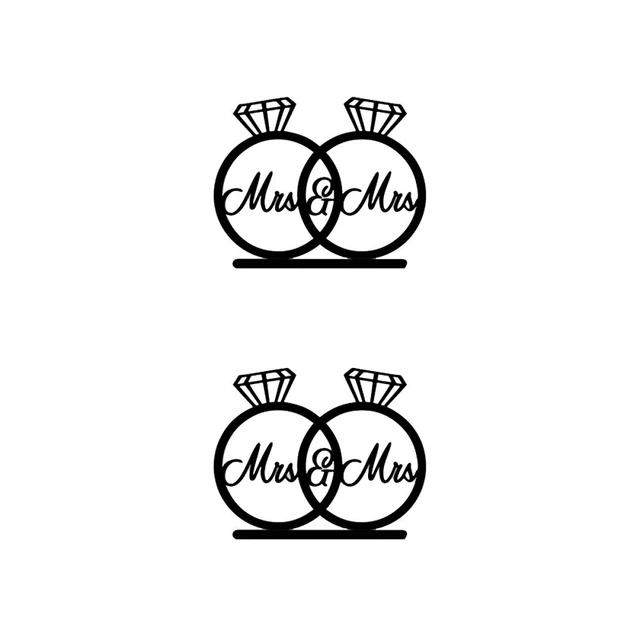 2 PIEZAS MRS & MRS EN ANILLOS ESTILO CACA-TOPPER para boda / aniversario /
