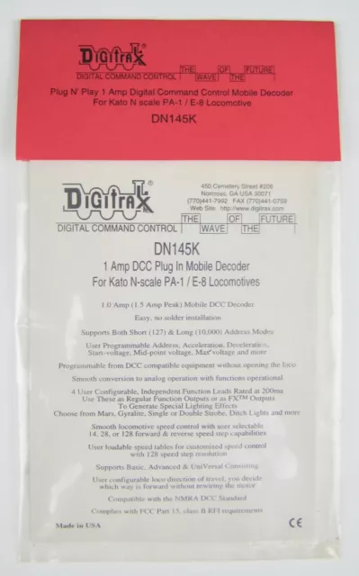 Digitrax- DN145K- Installation Instructions Only- Plug In Mobile Decoder