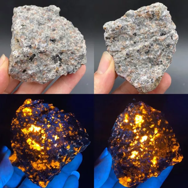 Natürlicher Flammen-Feuerstein Syenit UV-fluoreszierendes Sodalith-Mineral