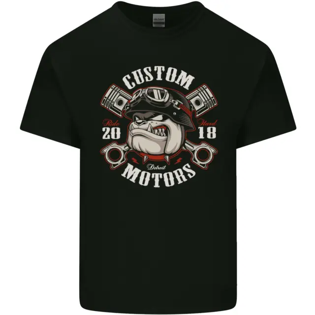 T-shirt top personalizzata moto biker da uomo cotone bulldog