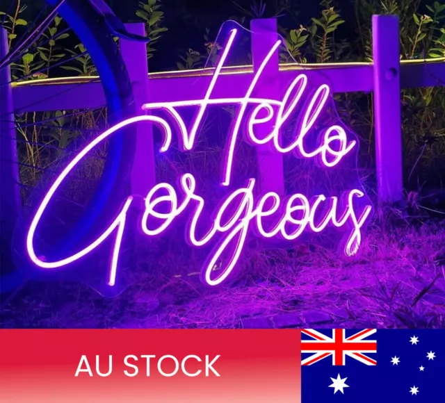 25" Hello Gorgeous LED Neon Light Sign Wedding Party Bedroom Wall Decor - Purple