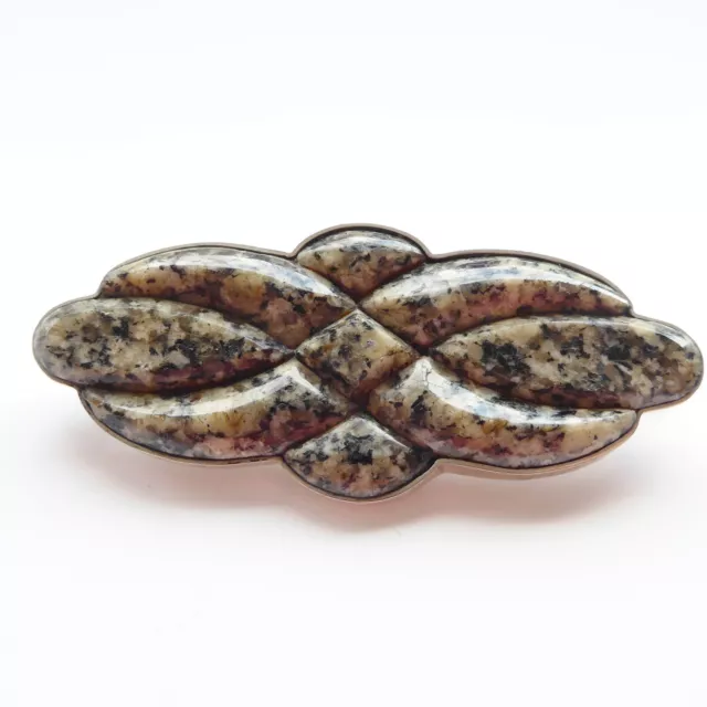 Victorian Scottish Agate Pebble Brooch Aberdeen Granite Stunning 1860 Large 3”