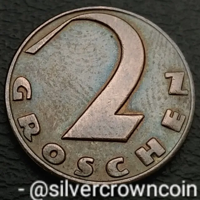 Austria 2 Groschen 1936. KM#2837. Bronze Two Cents coin. Thick cross Large Value