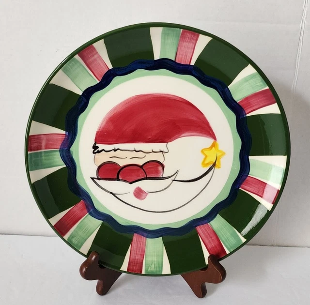 Vicki Carroll 'Tis the Season' 10" Dinner Plate Santa Christmas Red Green #3