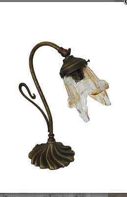 Lampada Abat-jour applique in ottone stile liberty con vetro cristallo