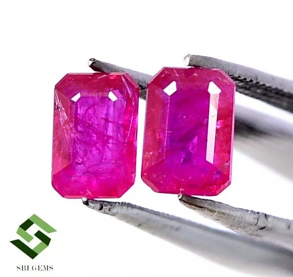 6x4 mm Certified Natural Ruby Octagon Cut Pair 1.11 CTS Mozambique Loose Gems 3