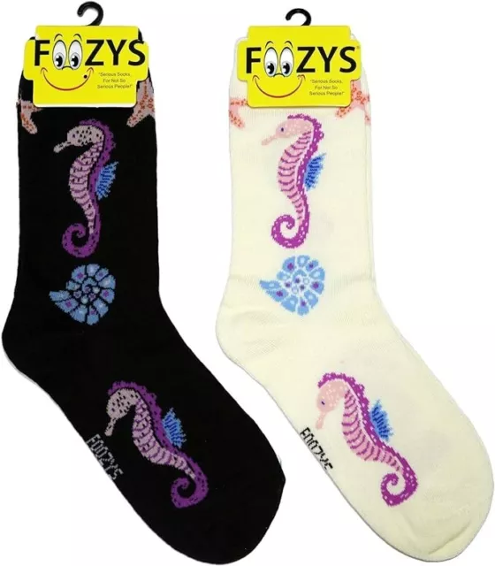 Foozys Women’s Crew Socks Seahorses Themed Novelty Socks | 2 Pair