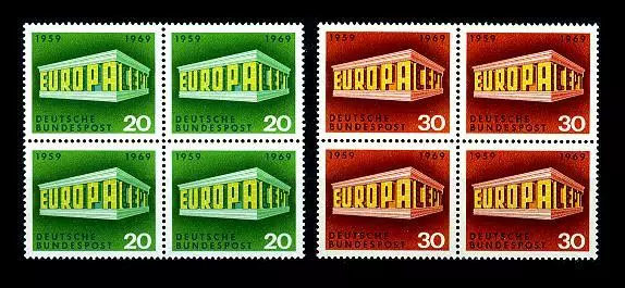 583-84 ** Viererblocks, (Europa, CEPT  1969) - Luxusqualität