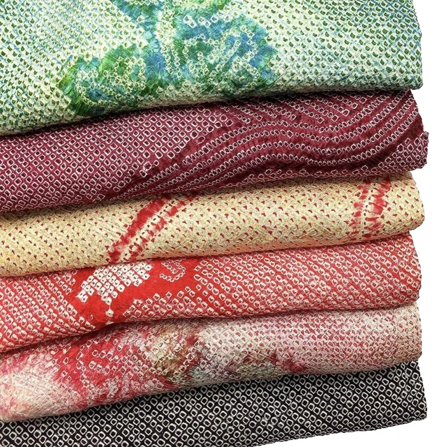 Japanese Kimono SHIBORI HAORI Silk 6pcs Multicolor Jacket Coat Cardigan Japanese