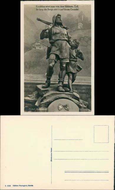 Altdorf (Uri) Telldenkmal (Altdorf), Skulptur, Spruch vom Schützen 1930