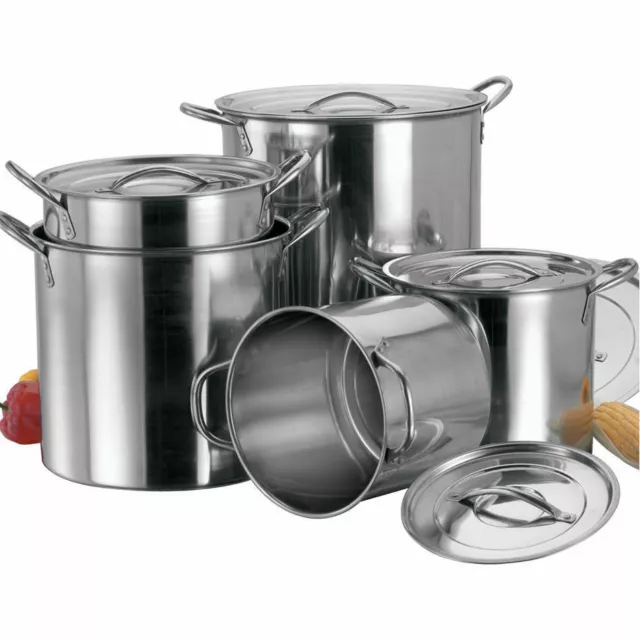 4pc Industrial Large Stock Pots Pans Restaurant Catering cooking Stainless Steel