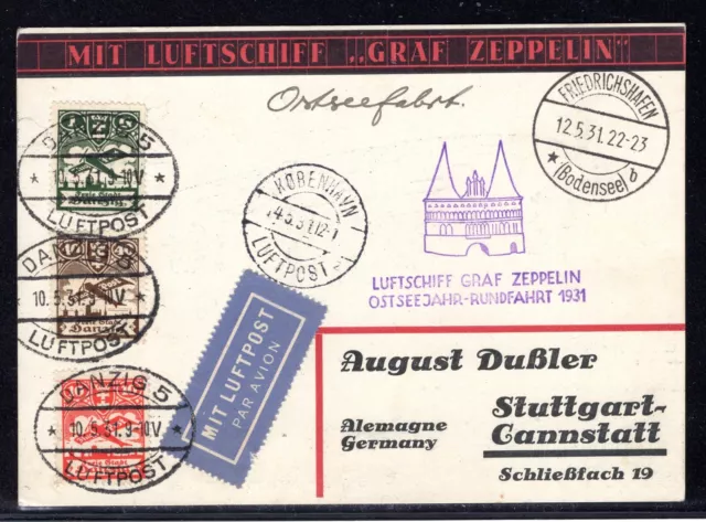 Zeppelinpost LZ 127 "Graf Zeppelin" Sieger 177 I a, Danzig