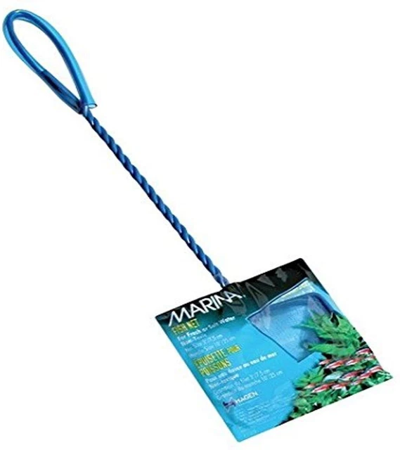 Marina 3-Inch Blue Fine Nylon Net with 10-Inch Handle, Aquarium Maintenance Tool
