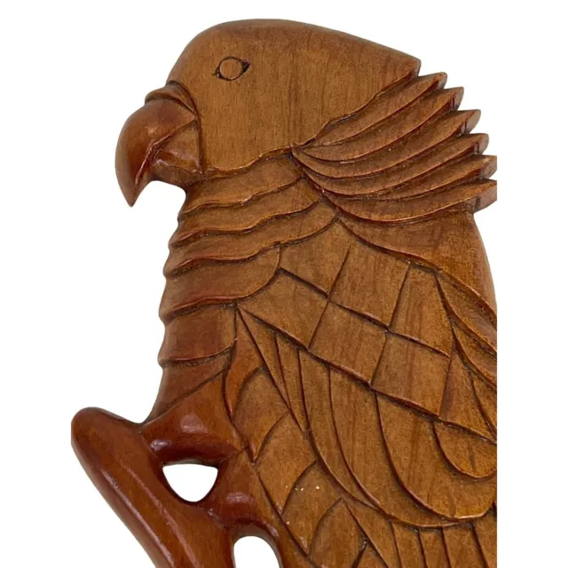 Hand Carved Wood Sisserou Parrot Wall Art Relief 11" Vintage Tropical Bird