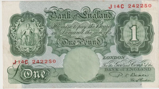 1949 - 1955 Bank of England 1 Pound Banknote - P#369b - Fine - # 31822