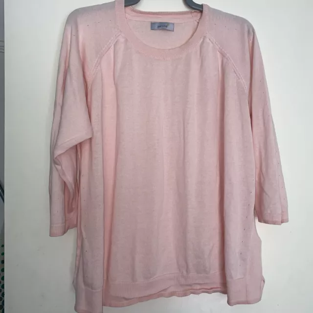 M&S Per Una Sz 22 Jumper Powder Pink Peach 100% Cotton Lightweight Soft 48/L24”