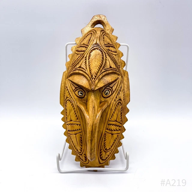 African Mask Wall Mask from Wood Hand-Carved Handmade 12x27cm