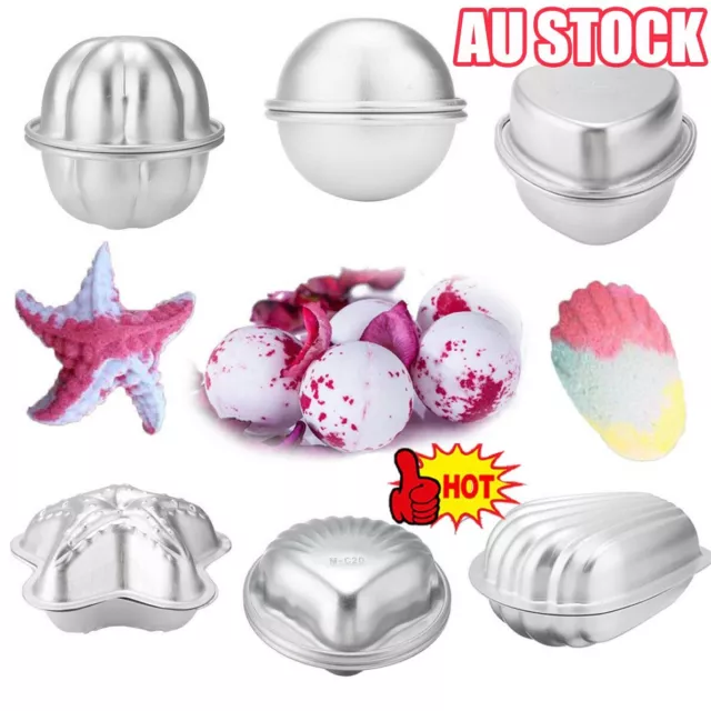 2PCS Aluminum Bath Bomb Molds Cake Pan Baking Moulds DIY Crafting 6Shape Silver&