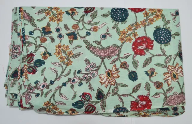 Imprimé Floral Indien Coton Couture Tissu Draperie Ethnique Artisanale 0.9m