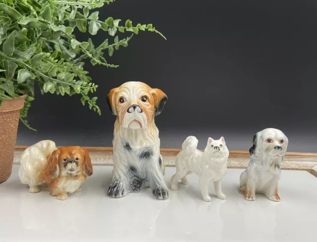 BONE CHINA Porcelain Miniature DOG BREEDS Set of 4