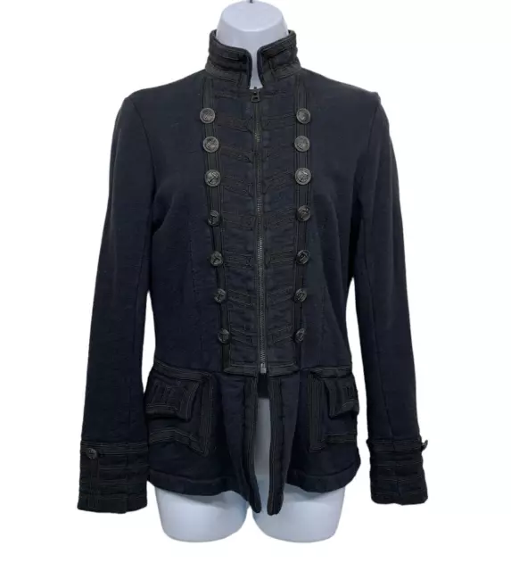 Denim & Supply Ralph Lauren Womens size M Black Military Peplum Zip Up Jacket