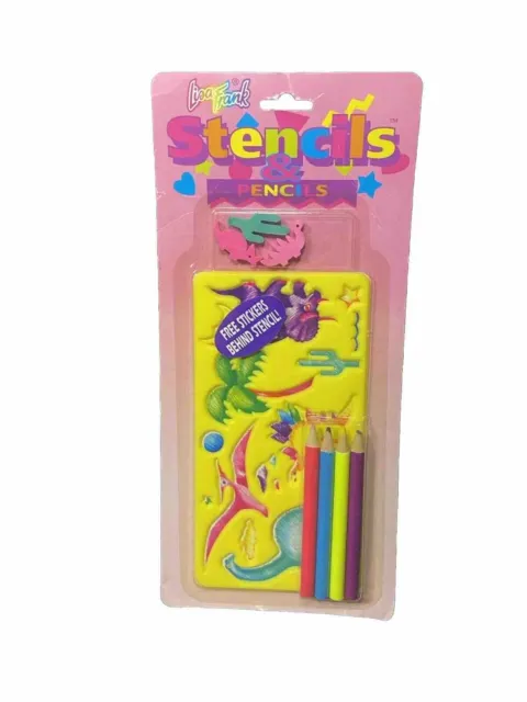 Vtg 1989 Lisa Frank Stencils & Pencils Collection Stickers Dinosaurs SEALED