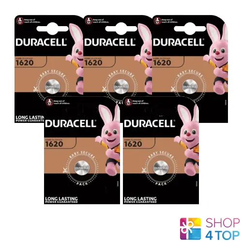 5 Duracell CR1620 Lithium Batteries 3V Coin Cell DL1620 Exp 2029 Neuf