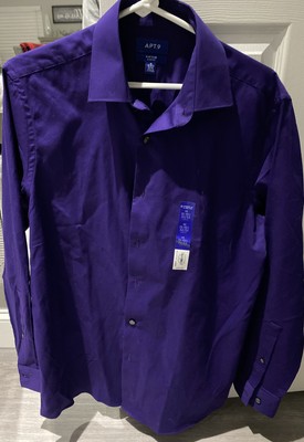 **Nwt* Mens Apt. 9 Slim Fit Button Down  Dress Shirt Purple Sz M 32-33 Easy Care