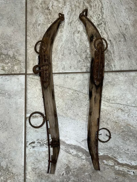 Antique Vintage Primitive 27" Horse Hames Ends Mule Farm Equipment Wood Rusty