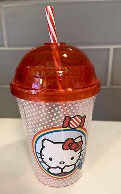 HELLO KITTY Red Tumbler with Straw & Lollipops. Sanrio 2022. SUPER FUN!