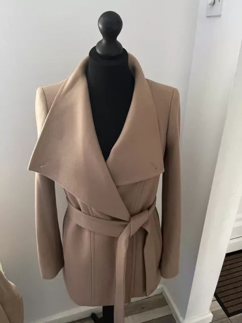 Ted Baker wool Cashmere coat Wrap jacket Beige Size 1 Uk 8