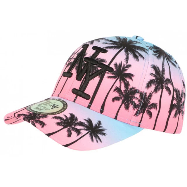 Casquette Baseball NY Rose Et Orange - Design Tropical Sunrise - Taille Unique Unisexe - Neuf Avec Étiquettes