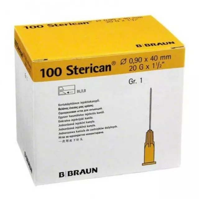 100 Kanülen Sterican B.Braun Kanüle Nadeln 0,90 x 40 mm Gr.1 Gelb