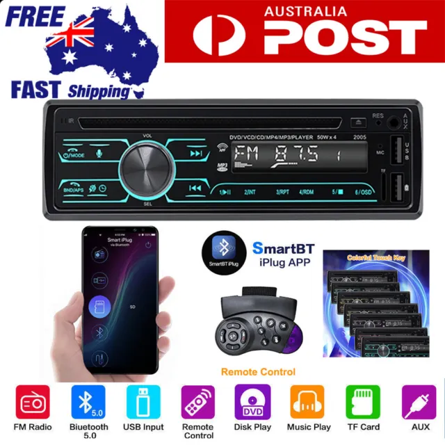 Car Stereo Single 1 Din In-Dash Fm Radio Stereo Cd Dvd Player Usb Aux Bluetooth