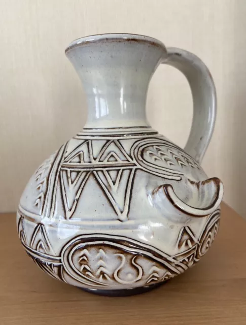 ART POTTERY CERAMIC ABSTRACT DESIGN JUG: SIGNED CHS  - Carl Harry Stalhane