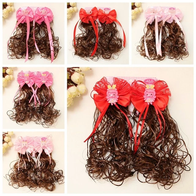 2 pz graziosa clip per capelli bambini parrucca cartone animato treccia forcina bambini forcina parrucca ragazze
