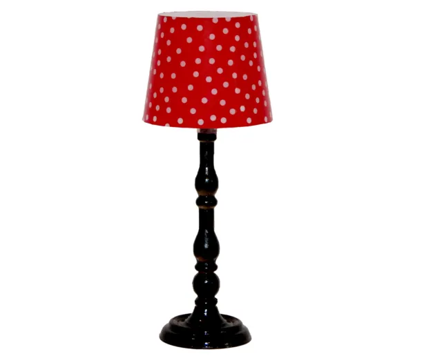 Stehlampe mit LED schwarz/rot für Puppenhaus, Puppenstube Kahlert 19283