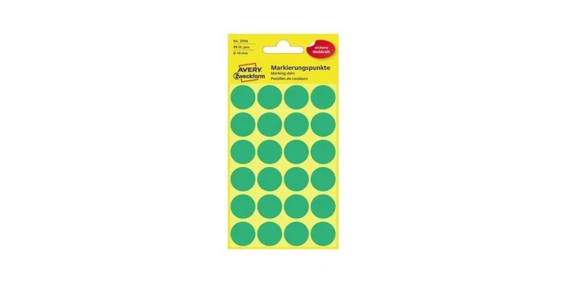 AVERY Zweckform Etiketten 3006 Markierungspunkt Ø18mm grün 96 Stück