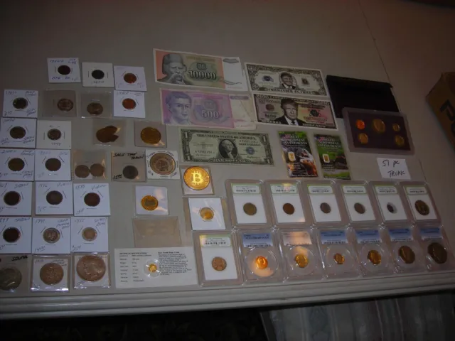 51 PCGS slabbed coin lot unc,gem bu,silver,GOLD,Commemorative, PEACE SILVER $1
