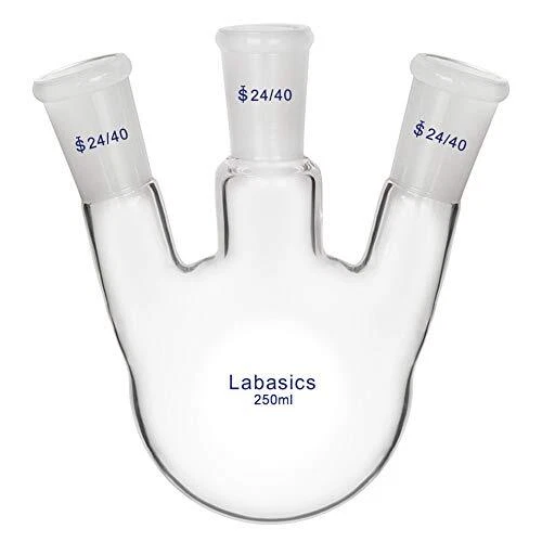 Labasics Glass 250ml 3 Neck Round Bottom Flask RBF with 24/40 Center and Side...