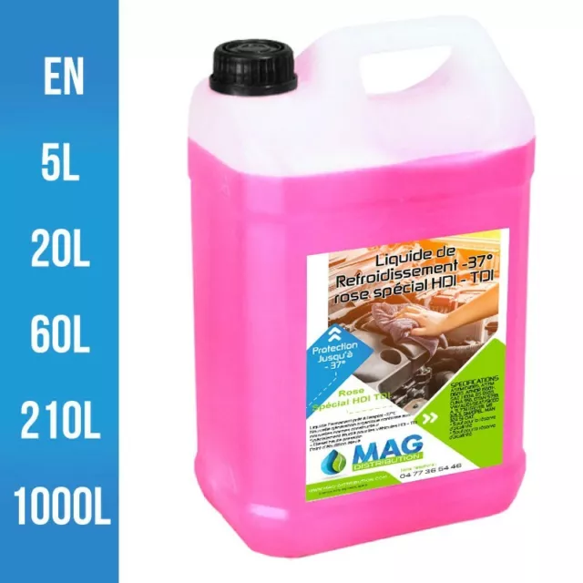 Liquide de refroidissement Rose -37° Spécial HDI - TDI Si-OAT 20 Litres