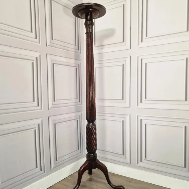 Antique Victorian Tall Wooden Carved Torchere Plant Stand Candle Table Mahogany 2